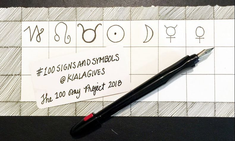100 Day Project, Kiala Givehand, Signs and Symbols, 100 Signs and Symbols, Fountain Pen