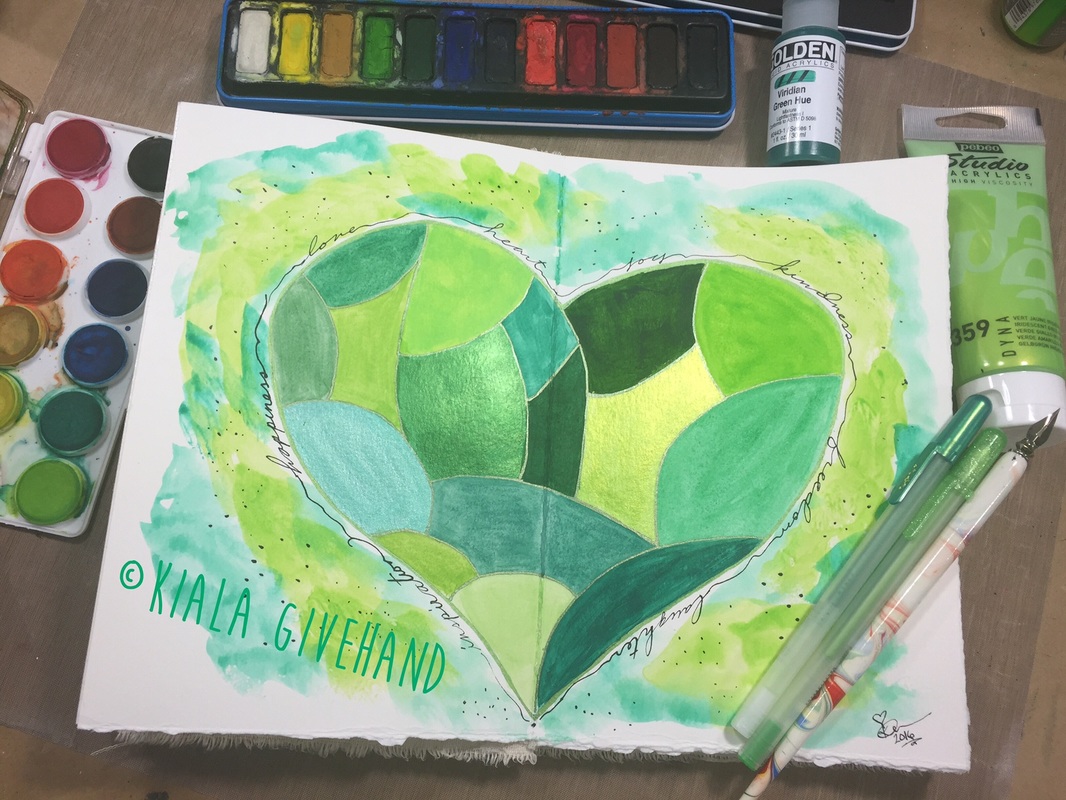 Art Journal Spread - Emerald Heart by Kiala
